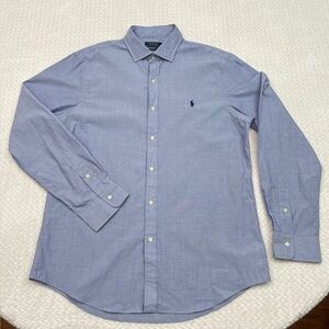 Polo Ralph Lauren Shirt Classic Blue 100% Cotton Stretch Long Sleeve - MENS XL